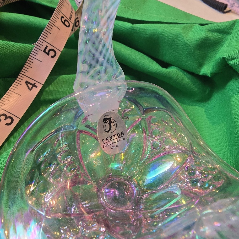 Vintage Pink Fenton Hand Blown Glass Basket - Picture 2 of 4